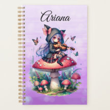 Fada em Hoodie Jogando Viola num Cogumelo