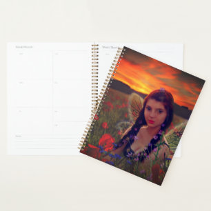 Agenda Fada no Sunset em campo de papo Fantasia Arte