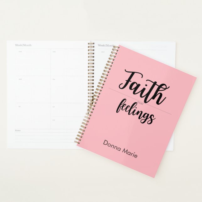 Agenda Faith Over Feelings Pink Planner for Women (Exibição)