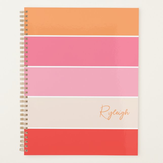Agenda Faixa de Cores de Verão Personalizada Rosa (Frente)