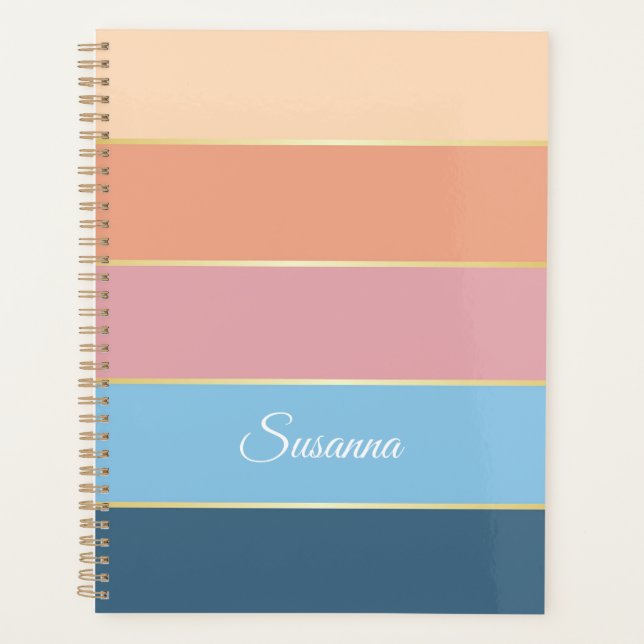 Agenda Faixas de Cores de Verão Personalizadas (Frente)