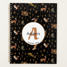 Fall Forest Animais Autumn Deixa a escola Monogram