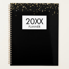 Agenda Falling Gold Glitter Personalized Black Yearly