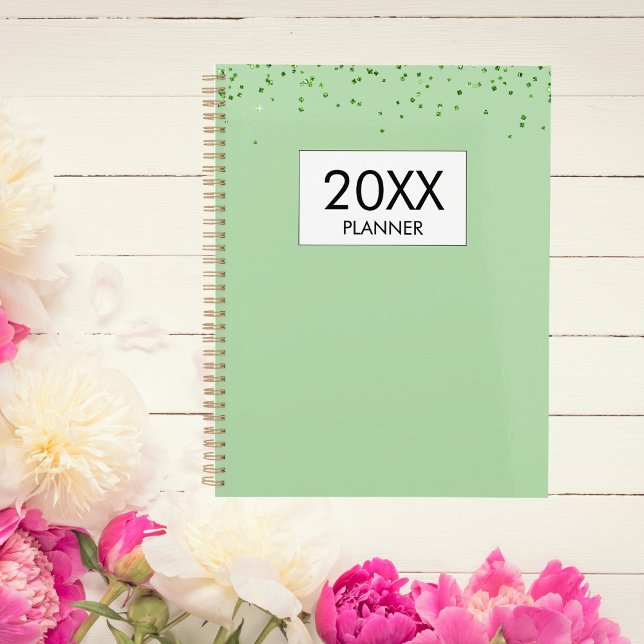 Agenda Falling Green Glitter Personalized Yearly (Criador carregado)
