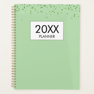 Agenda Falling Green Glitter Personalized Yearly