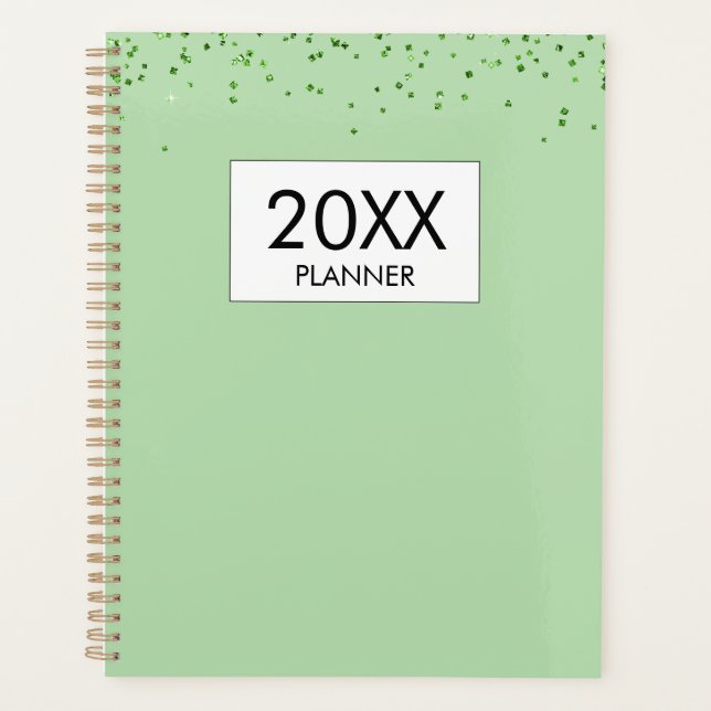 Agenda Falling Green Glitter Personalized Yearly (Frente)