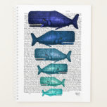 Agenda Família Baleia Azul<br><div class="desc">Família Baleia Azul por Fab Funky. Possui baleias de diferentes tamanhos e cores com uma página de livro para um fundo.|191846D</div>