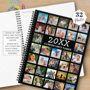 Agenda Família de Colagem de Fotos Moderna Preta