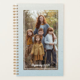 Agenda Family Photo Soft Blue Watercolor Personalized