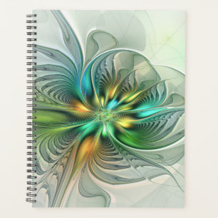 Agenda Fantasia Abstrata Moderna Colorida Floral Fractal