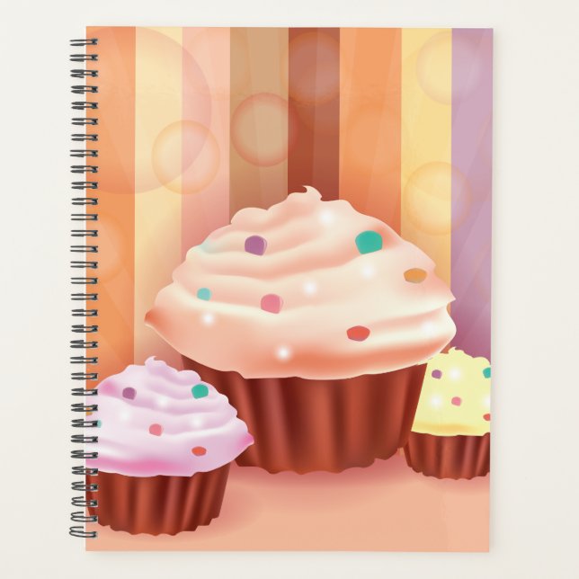 Agenda Fantasia de Cupcake Doces Coloridos  (Frente)