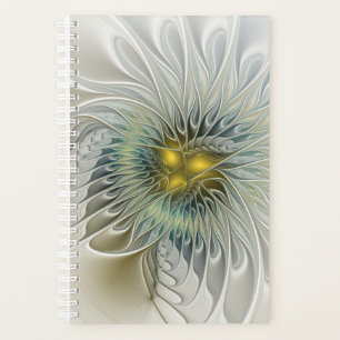 Agenda Fantasia de Flor de Prata Dourada Arte Fractal Abs