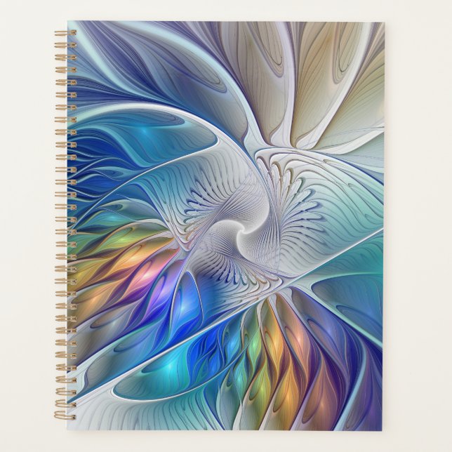 Agenda Fantasia Floral, Abstrato Fractal Colorida (Frente)