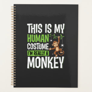 Agenda Fantasias de Macaco Engraçado Vetor de Halloween