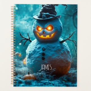 Agenda Fantasma de Halloween Azul Homem de Neve Temporada