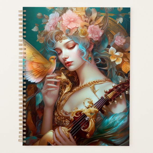 Agenda Fantasy Lady With Lute & Butterfly Bird (Frente)