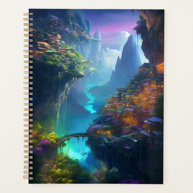 Agenda Fantasy Landscape Colorir Surreal (Frente)