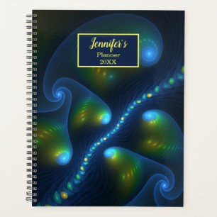 Agenda Fantasy Lights Abstrato Azul Verde Arte Amarela