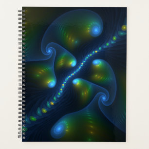 Agenda Fantasy Luzes Abstrato Azul Verde Amarelo Fractal