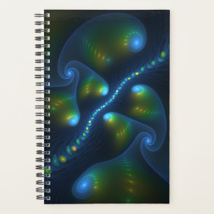 Agenda Fantasy Luzes Abstrato Azul Verde Amarelo Fractal