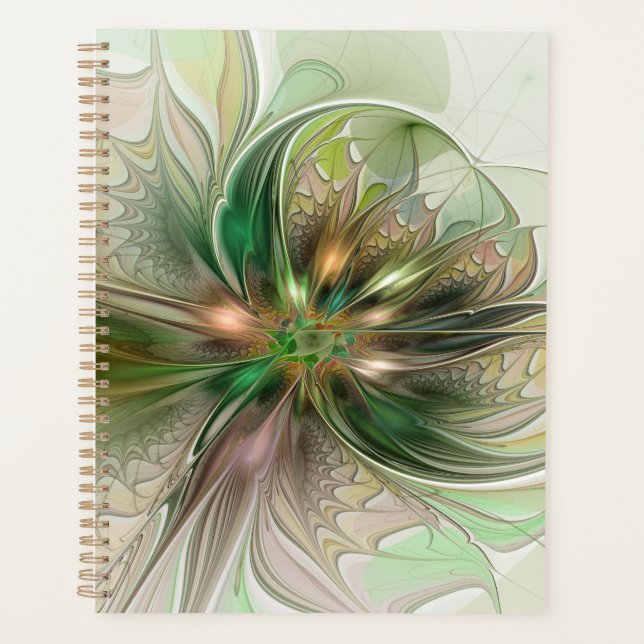 Agenda Fantasy Moderna Abstrato, Flor Fractal Colorida (Frente)