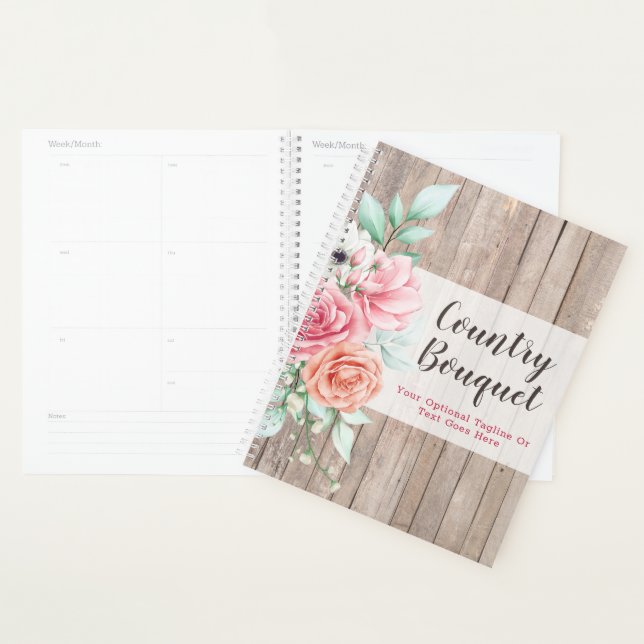 Agenda Farmhouse Floral Rosa Boutique - Campo Russo de Ma (Exibição)