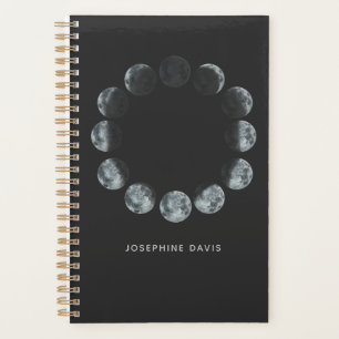 Agenda Fases da Lua Preta da Aquarela Personalizadas