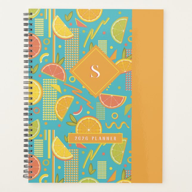 Agenda Fatias de Fruta de Citros Azuis dos 80 (Frente)