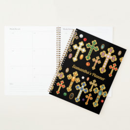 Agenda Faux Birthstone Croses and Loose Gems on Black