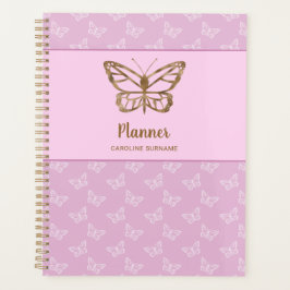 Agenda Faux Gold Foil Olhar Borboleta Em Lavanda Roxo