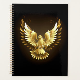 Agenda Faux Gold Foil Peace Dove em Preto