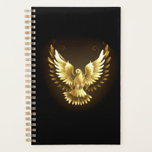 Agenda Faux Gold Foil Peace Dove em Preto