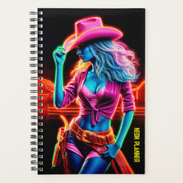 Agenda Fazenda de neon elétrica de chapéu rosa sob noite