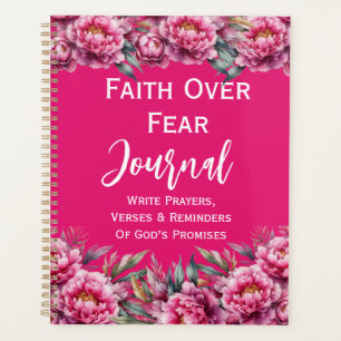 Agenda Fé sobre o medo Diário aquarela cor rosa-de-água