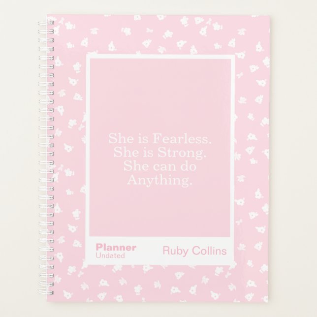 Agenda Fearless Blush Minimal Floral Quote (Frente)