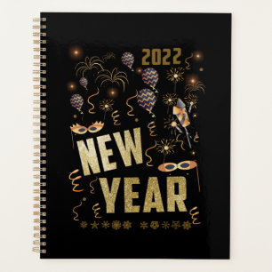 Agenda feliz ano novo 2022, feriado de ouro festivo