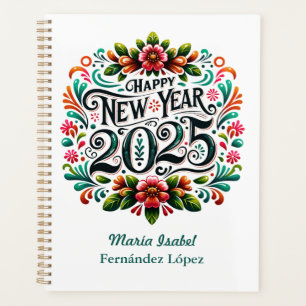 Agenda "Feliz ano novo 2025" Colorida Fiesta Mexicana