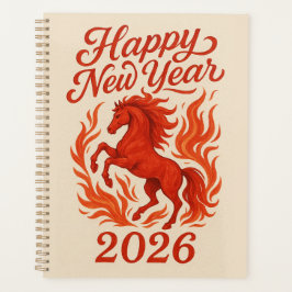 Agenda Feliz ano novo 2026 Cavalo de Fiery
