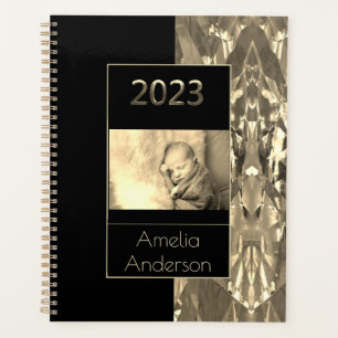 Agenda Feliz ano novo Sepia Preto e Dourado 2023