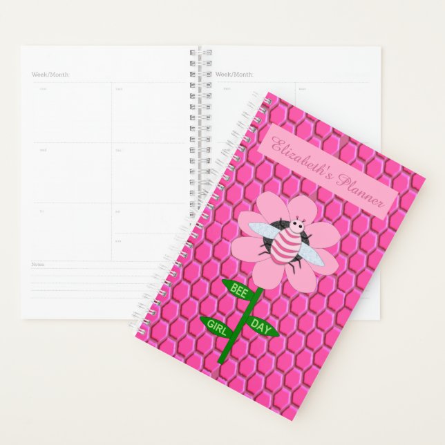 Agenda Feliz Bumblebee de Aniversário Rosa (Exibição)