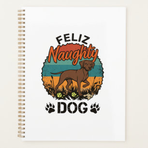 Agenda Feliz Cachorro Safado Marrom Sol Retro Pegadas