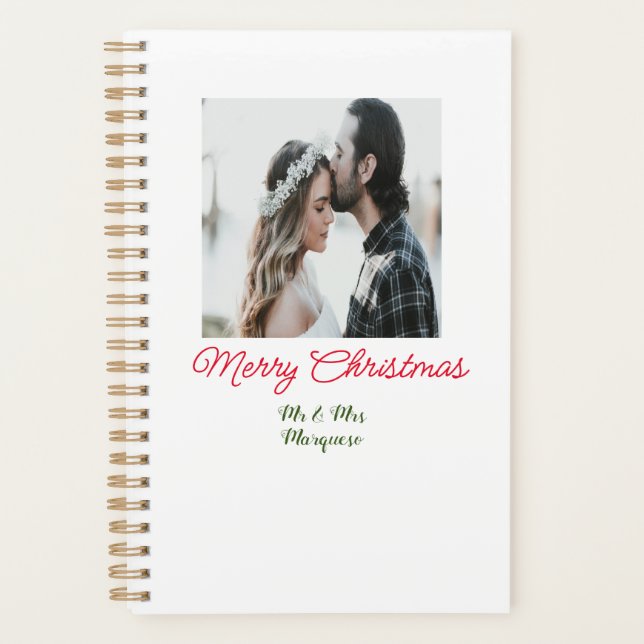 Agenda Feliz casal de Natal - adicione nome feliz holida (Frente)