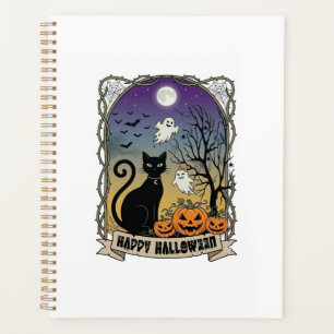 Agenda Feliz Dia das Bruxas Gato Preto Fantasmas Abóboras