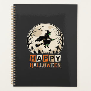 Agenda Feliz Dia das Bruxas Lua da Bruxa Cemitério Design