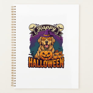 Agenda Feliz Dia das Bruxas Retriever Dourado Chapéu de B