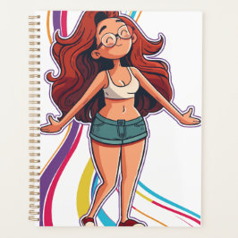 Agenda Feliz e legal garota vibrante e colorida