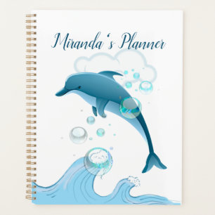 Agenda Feliz golfinho salpicante com bolhas