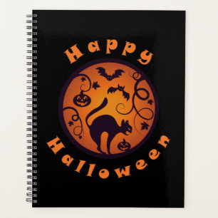 Agenda Feliz lanterna do Halloween aranhas e morcegos neg