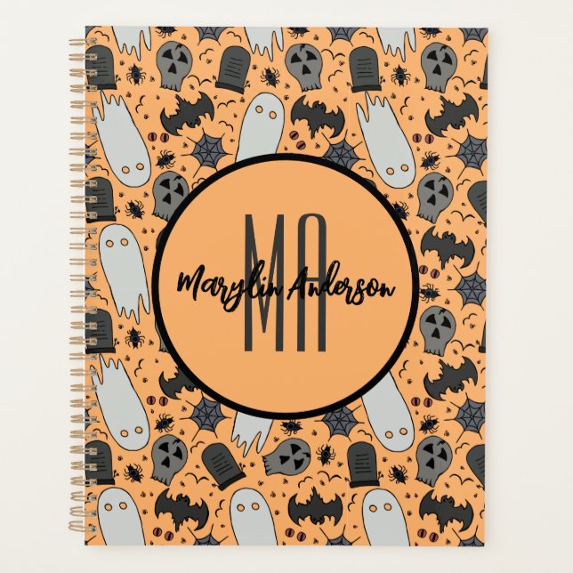 AGENDA FELIZ MONOGRAMA PERSONALIZÁVEL SPOOKY (Frente)