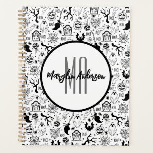AGENDA FELIZ MONOGRAMA PERSONALIZÁVEL SPOOKY